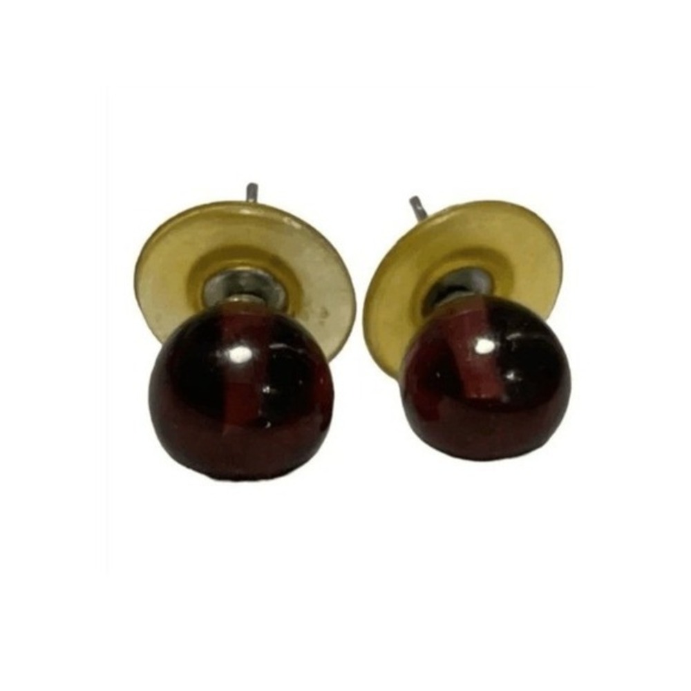 Vintage Deep‎ Dark Purple Round Stud Earrings Classic 80s